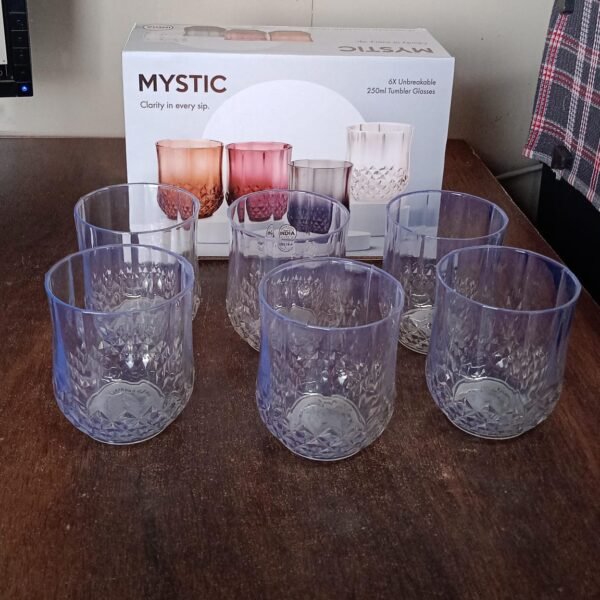 Heavy unbreakable Stylish look fully Transparent Glasses Set 250 ml (6pcs)