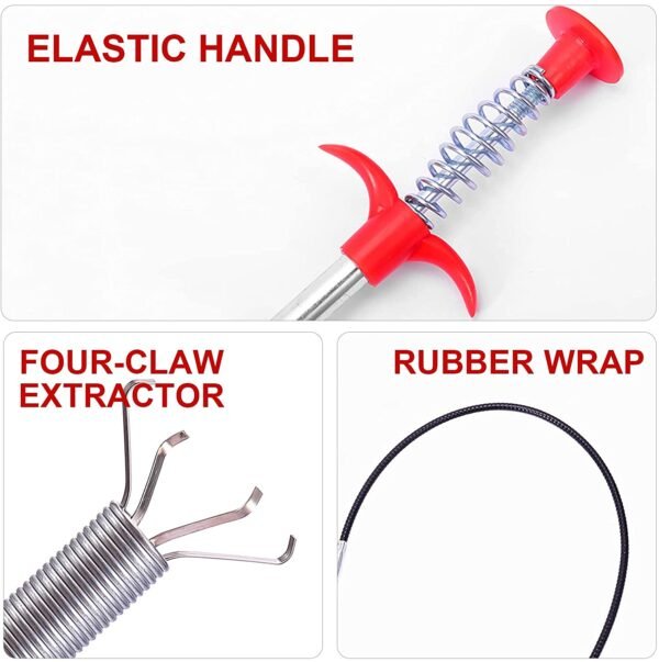 Multifunction Pipe Cleaning Claw for Drain Hair Removal (290 cm Length)