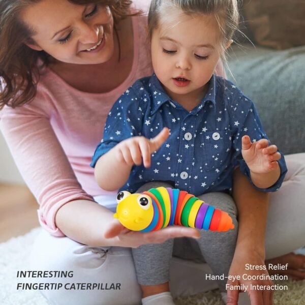 71-mpXAs3EL._SL1500.jpg 3D Rainbow Color Plastic Slug Fidget Toys, Stress Relieving Toy, Sensory Slug Toy for Boys and Girls, Finger slug Toy, for Autistic, Caterpillar Fidget Toys Stress Relief Gifts for Toddlers Kids Adults (1 Pc)