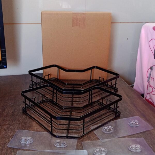 Iron Coating Self-Adhesive Corner Shelf Organizer (2 Pc)