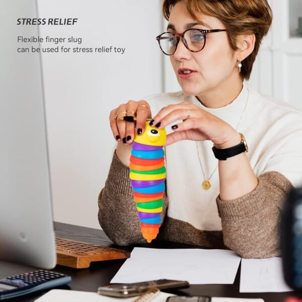 71A3YU8ZDjL._SL1500.jpg 3D Rainbow Color Plastic Slug Fidget Toys, Stress Relieving Toy, Sensory Slug Toy for Boys and Girls, Finger slug Toy, for Autistic, Caterpillar Fidget Toys Stress Relief Gifts for Toddlers Kids Adults (1 Pc)