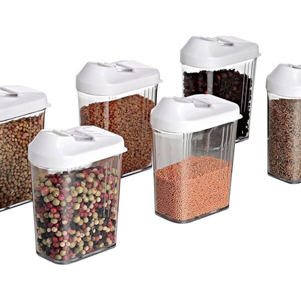 Plastic Easy Flow Storage Jar with Lid (750ml, Set of 6)