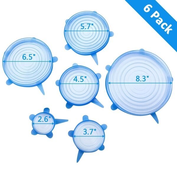 Silicone Stretch Lids  Reusable Microwave Safe Flexible Covers (Set of 6, Loose)