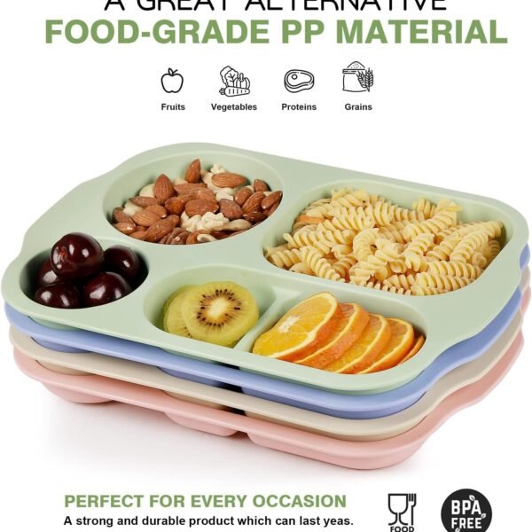 Divided Plates (32 CM, 5 Compartments) Shatterproof Microwave-Safe Tableware