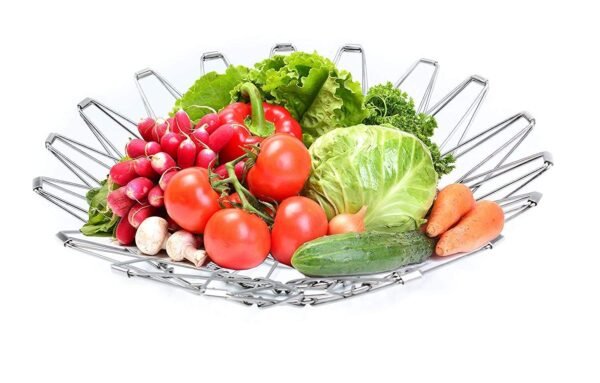 71U6BFwU1KL._SL1500.jpg Multipurpose Fruit Basket Stainless Steel Wire Bowl Foldable Basket