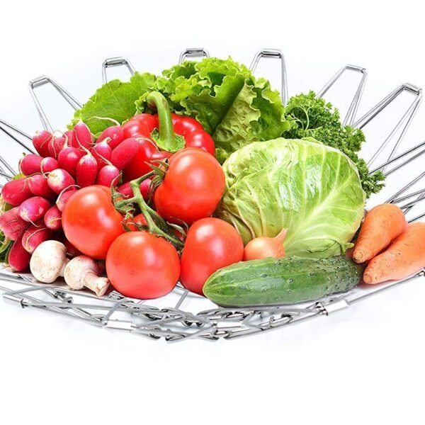 71U6BFwU1KL._SL1500.jpg Multipurpose Fruit Basket Stainless Steel Wire Bowl Foldable Basket