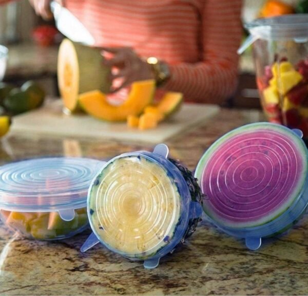 Silicone Stretch Lids  Reusable Microwave Safe Flexible Covers (Set of 6, Loose)
