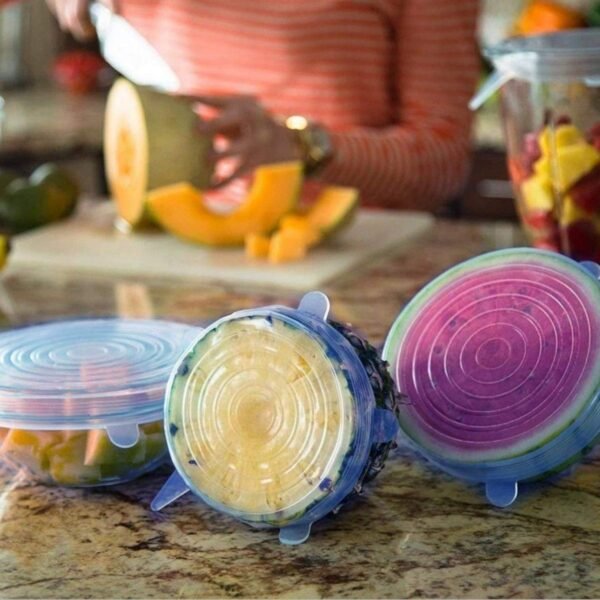 Silicone Stretch Lids  Reusable Microwave Safe Flexible Covers (Set of 6, Loose)