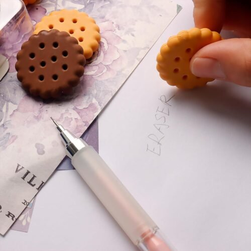Biscuit-Shaped Erasers – Fun Rubber Stationery for Kids (6 Pcs Set)