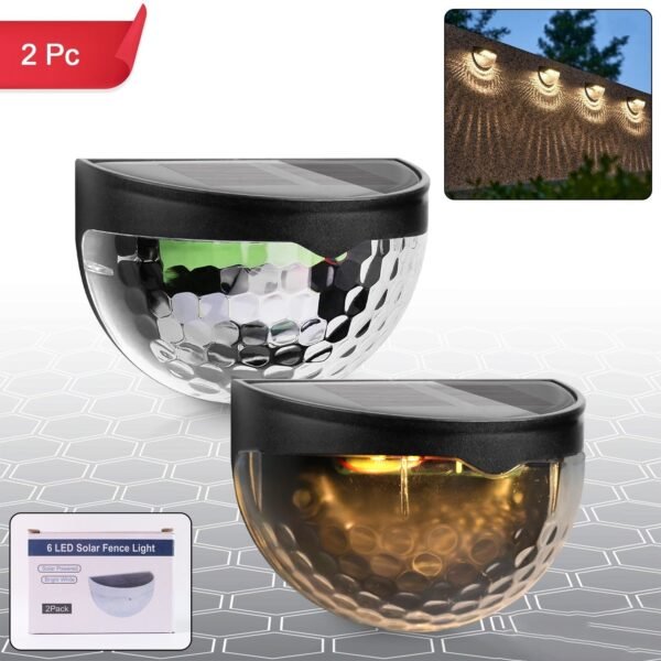 71ca71fc-d470-44c1-a3e3-1a9b141c05cf_8924a530-3aa4-447a-a8e4-db5cee92d5ed.jpg 6 LED Solar Powered Wall Mount Fence Light with Honeycomb Shade Design (2 Pc Set)