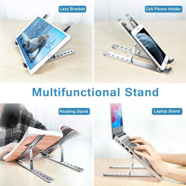 71gy3m4LMrL._SL1500.jpg Metal Portable Laptop Stand – 6-Angle Adjustable Riser for Laptops, Phones & Tablets