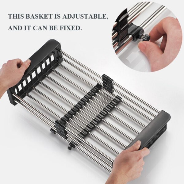 71qpkrav-mL_f377fe4e-9186-431b-abc8-4b1de0fd14dd.jpg Stainless Steel Expandable Kitchen Sink Dish Drainer