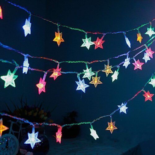 71r9CnvLvtL._SL1500.jpg 28 LED / Star 3.9 Meter Star Shape Led Light Battery Operated with Flashing Modes for Home Decoration, Kids Room, Waterproof Diwali & Wedding LED Christmas Light Indoor and Outdoor Light ,Festival Decoration (Multicolor Battery Not Included 3.9Mtr)