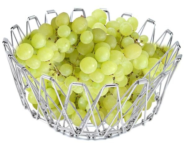 71xXvTWfheL._SL1400.jpg Multipurpose Fruit Basket Stainless Steel Wire Bowl Foldable Basket