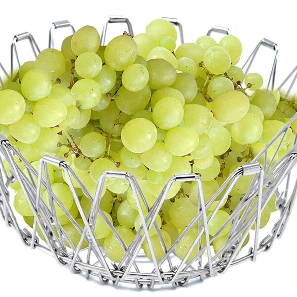 71xXvTWfheL._SL1400.jpg Multipurpose Fruit Basket Stainless Steel Wire Bowl Foldable Basket