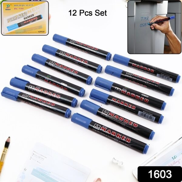 7219314-200Pc-DD_0566-Av195Gm-Sv195Gm19314_permanent_blue_marker_pen_12pc.jpg Premium Permanent Blue Marker Pen Set (12 Pc)