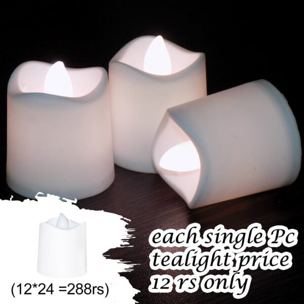 Festival Decorative - LED Tealight Candles, Diwali (White, 24 Pcs)