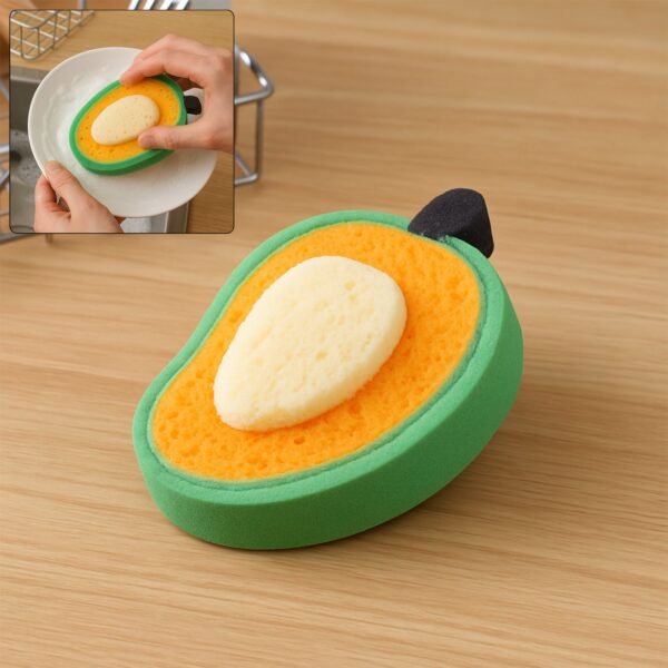 7306_mango_shape_scrub_sponge.jpg Multipurpose Mango Dish Sponge: Cleans Kitchen & Bath (Soft & Durable, 1 Pc)