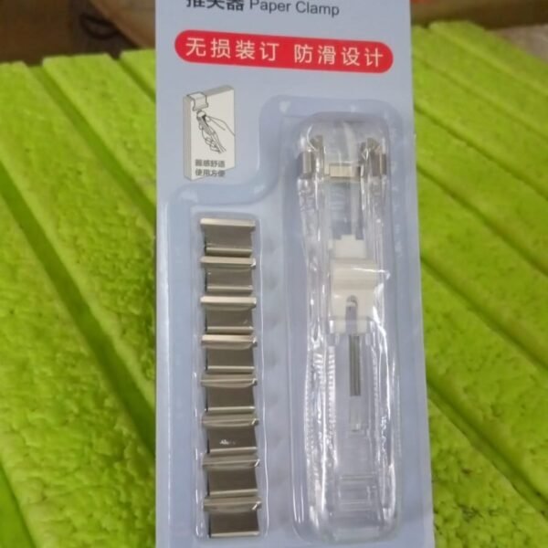 Portable Paper Clamp With 8 Pcs Clip Dispenser Handheld Paper Fast Clam (1 Set)