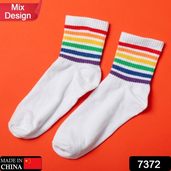 7372 Mix Design Socks Men. ankle Length sports socks with thick cotton cushion