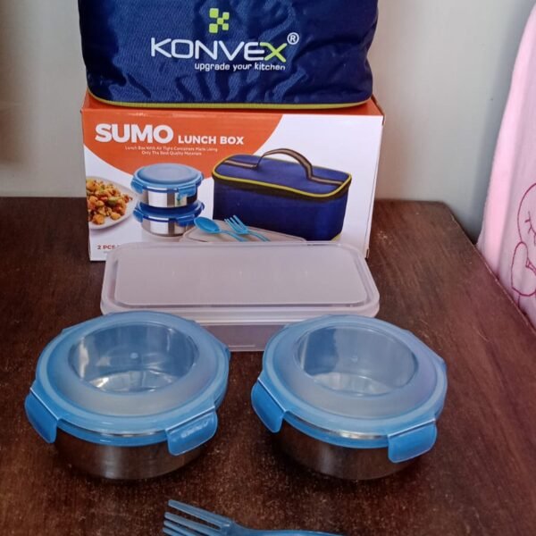 Sumo Lunch Box with Bag – Plastic Lunch Box & Spoon/Fork Set (2 Pc)