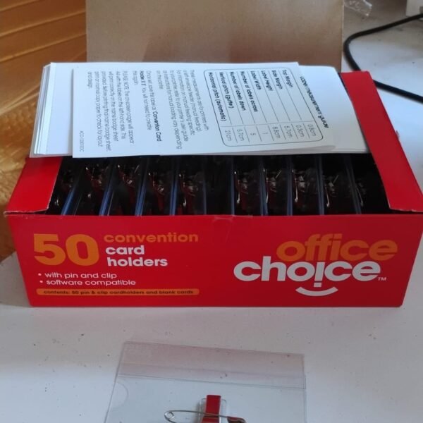 Plastic Transparent cardholders With Pin & Clip 90 mm x 60 mm (50 Pcs Set)