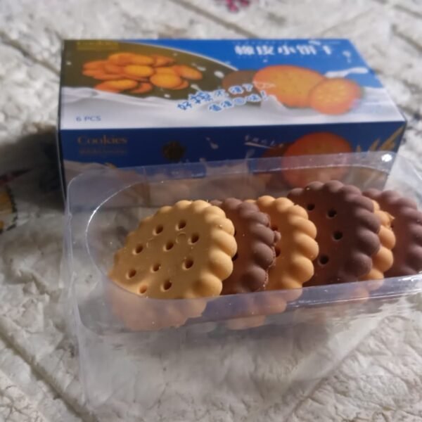 Biscuit-Shaped Erasers – Fun Rubber Stationery for Kids (6 Pcs Set)