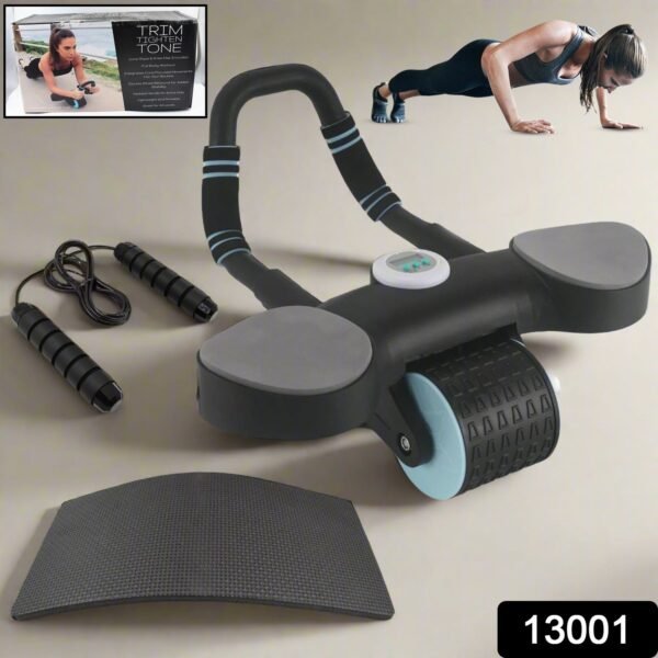Abdominal Wheel Roller with Elbow Support, Timer & Skipping Rope (1 Set)