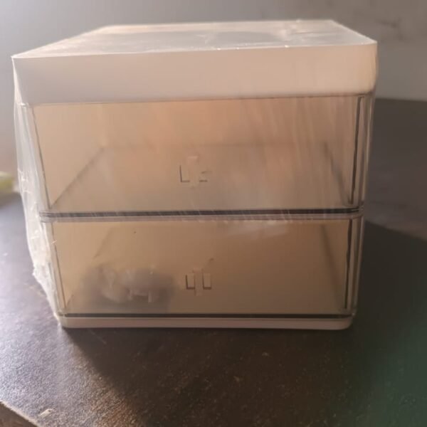 2 Layer 5 Compartment Desk Organizer with Transparent Drawer (1 Pc / 15×13×11 Cm)