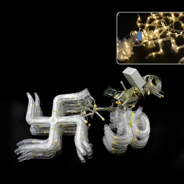 Swastik Om Curtain Decorative LED String Lights with 12 Props for Diwali & Home