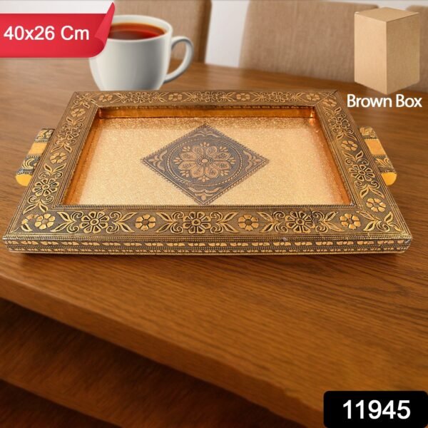 Premium Antique-Style Rajwadi Decorative Serving Tray – 40x26 cm