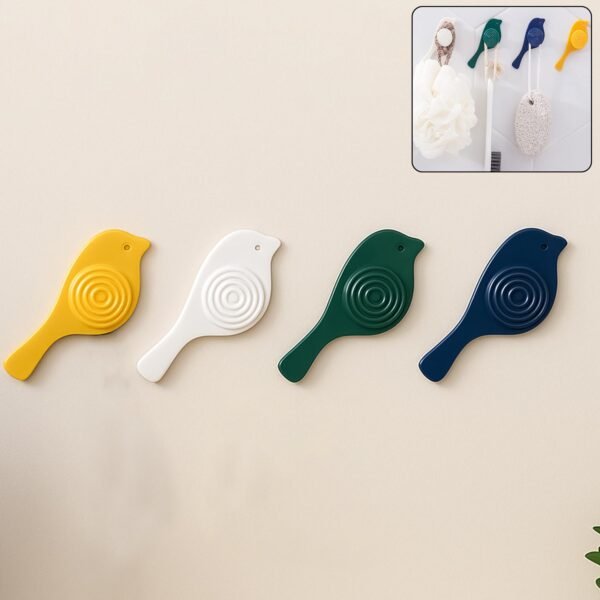 Bird Hook self Adhesive Hooks Wall Mounted Hook Shower Towel Hook (4 Pc Set)