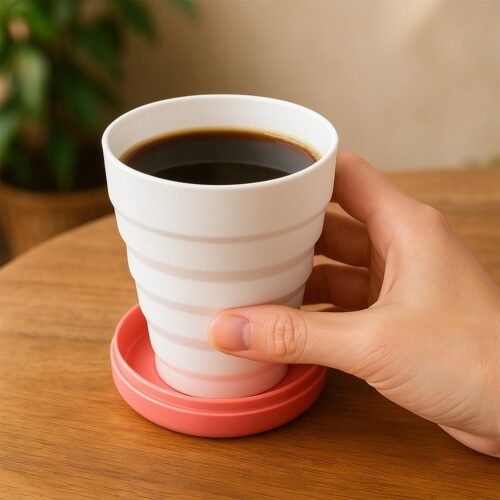 7776A.jpg Portable Travelling Cup / Tumbler With Lid Folding / Pocket Glass (Pack of 1)