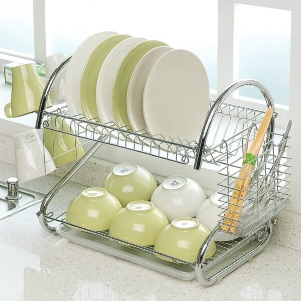 7793.jpg STAINLESS STEEL RECTANGLE DISH DRAINER RACK / BASKET WITH DRIP TRAY
