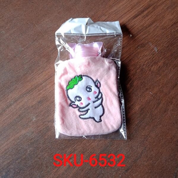 Pink Cartoon Small Hot Water Bag with Cover for Pain Relief
