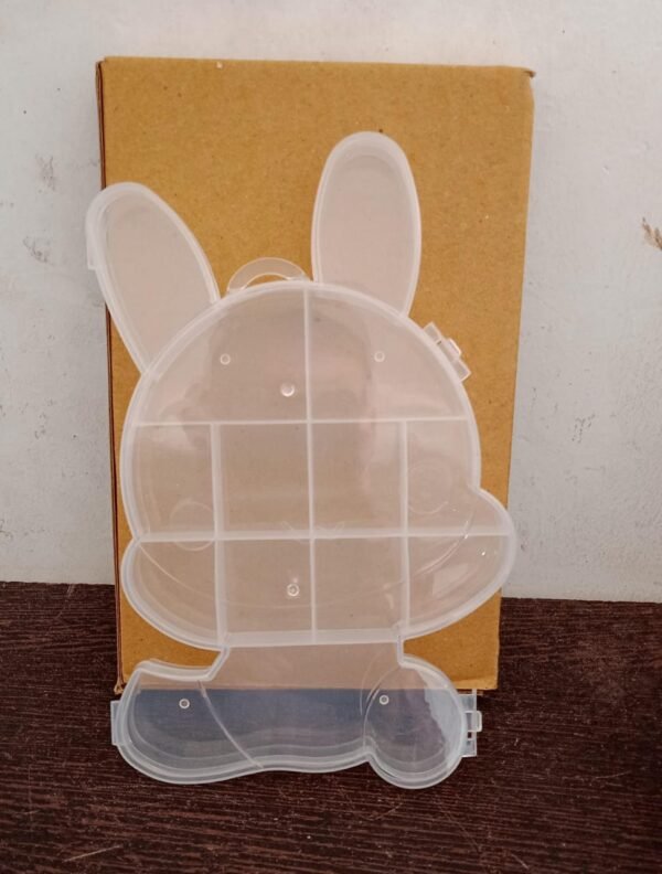 Transparent Cartoon Bear Plastic Storage Box Jewelry Organizer Holder  1 Pc