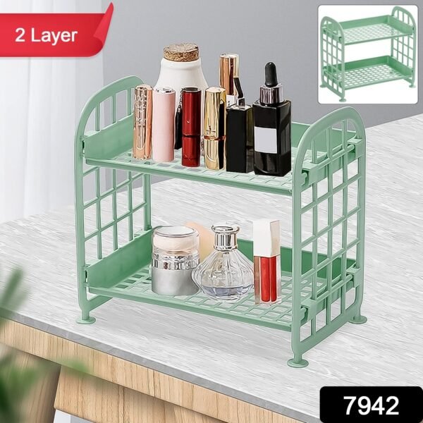 7942_a4844ef1-c2ad-4b9f-9123-44634ee35df1.jpg 2Layer Foldable Plastic Small Storage Shelf / Rack (1 Pc / Mix Color)
