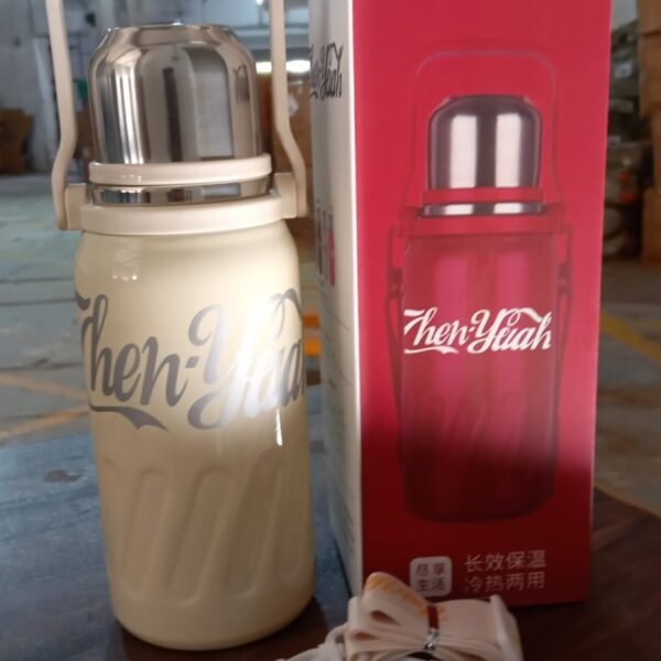 Stainless Steel Vacuum Insulated Water Bottle – Leak Proof Flask with Steel Cup