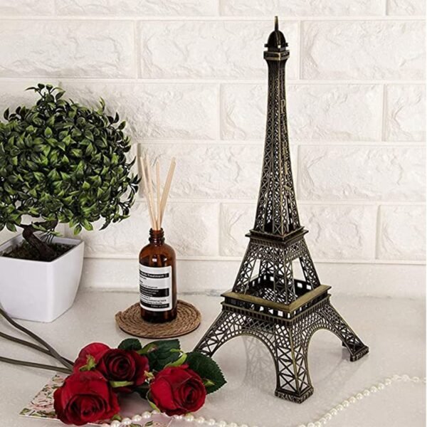 Antique 3D Eiffel Tower Statue - Metal Paris Landmark Decorative Showpiece
