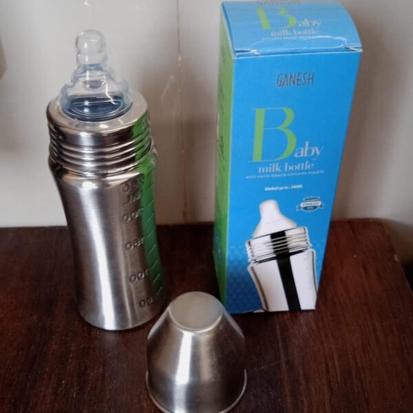 Ganesh Stainless Steel Baby Feeding Bottle for New Born Infants Toddler  250 ML