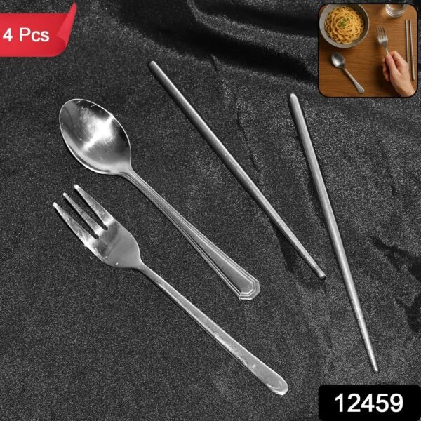 Stainless Steel Cutlery Spoon, Fork & Pair of Chopstick Set