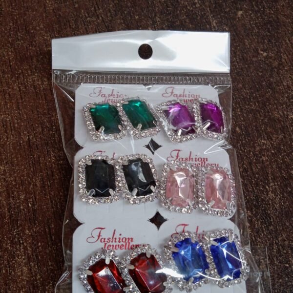 Diamond Jewellery Interchangeable Triangular Shaped (6 Pari / Mix Color & Design)