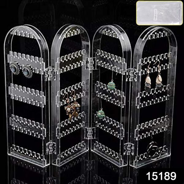 4 Folding Storage Hanger Acrylic Earring Screen Holder Display Stand Clear (1 Set)
