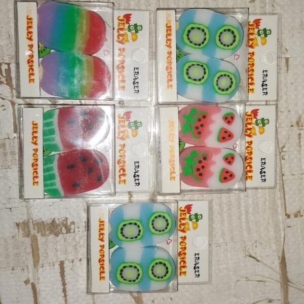Jelly Popsicle Erasers – Cute & Fancy Mini Erasers for Kids (2 Pc Set, Mix Design)
