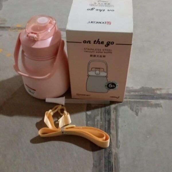 7c41f7f3-38d9-4416-84de-a71e282cc60e.jpg Stainless Steel Mug / Bottle Vacuum Insulated Cup Handle & Strap, Tumbler (1000 ML)