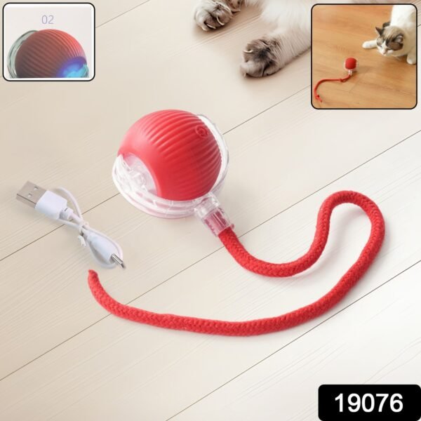 Rechargeable Interactive Cat Toy Ball with Detachable Tail and LED Light (1 Pc)