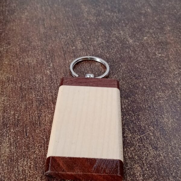 Premium Wooden Keychain with Dual Tone Finish (1 Pc)