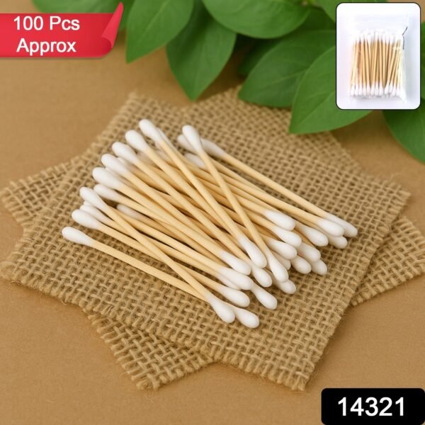 Eco-Friendly Wooden Cotton Ear Buds (1 pkt / 100 Pcs Approx)
