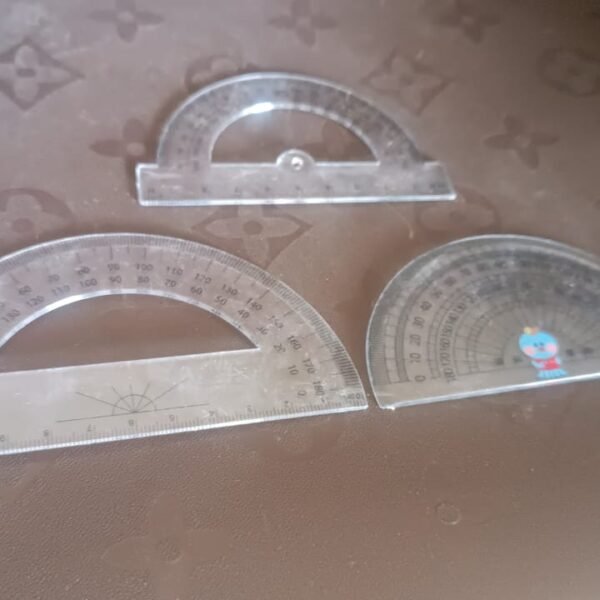 Multipurpose Transparent Plastic Protractor Set (3 Pcs Set)