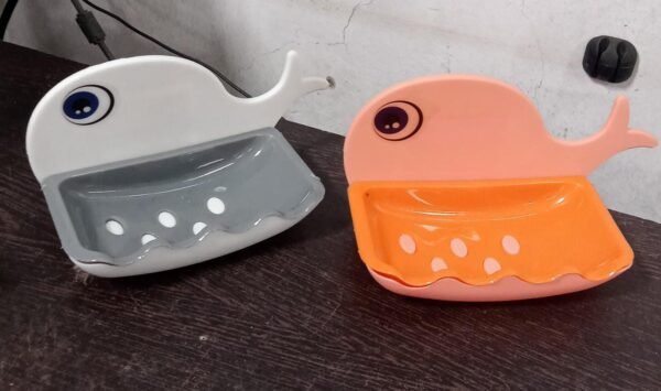 Fish Shape Wall-Mounted Double Layer Soap Holder for Bathroom & Kitchen